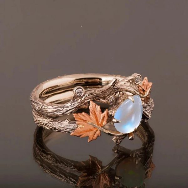 Vintage Style Gold Maple Leaf Ring - Image 6